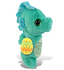 DolliBu Cute Big Eye Seahorse with Yellow Easter Egg Plush Toy - 10 Inches