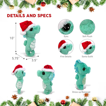 BIG EYE PLUSH - SEAHORSE WITH SANTA DRESS UP
