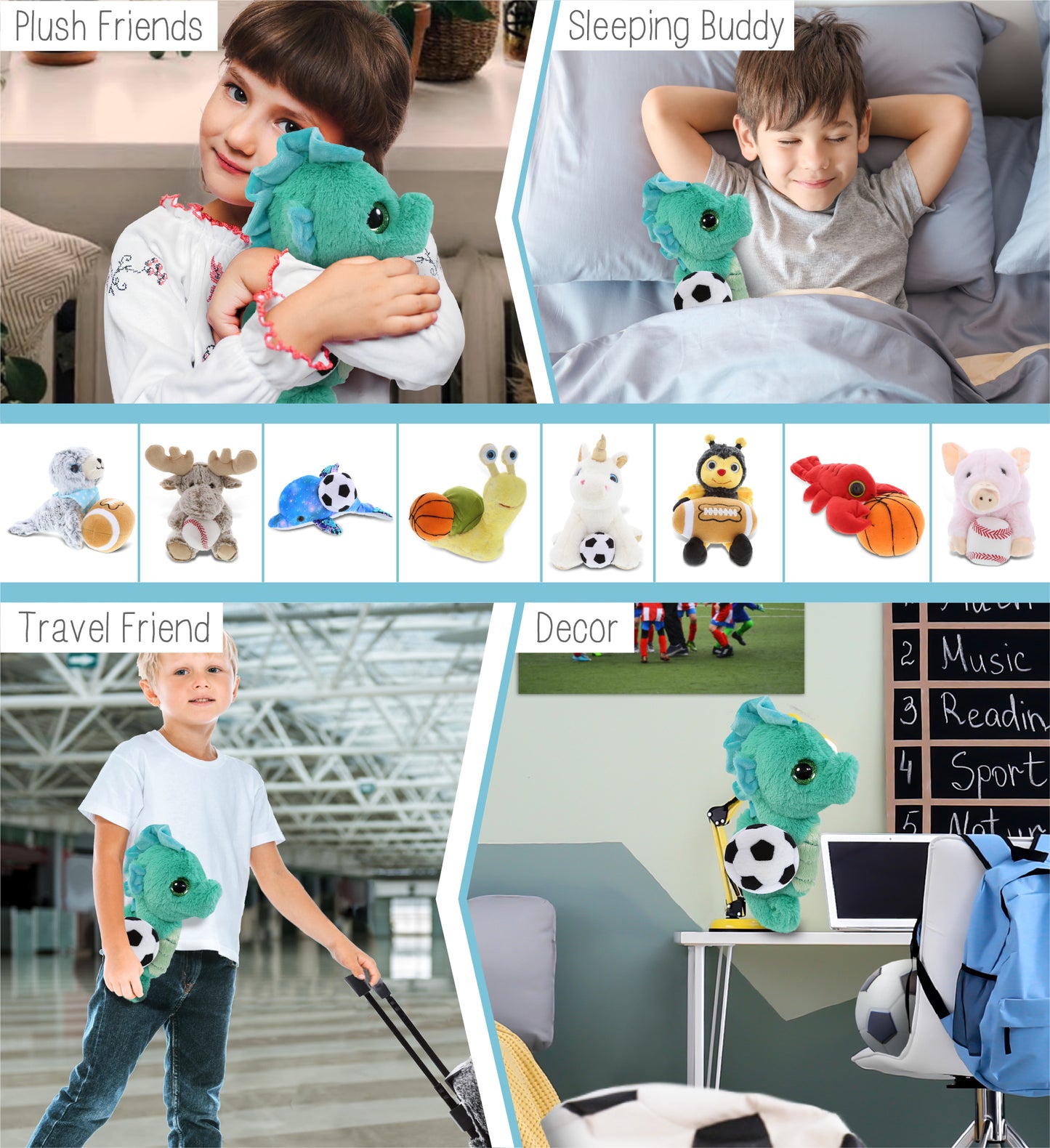BIG EYE PLUSH - SEAHORSE WITH SOCCER PLUSH