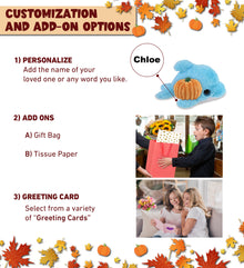 BIG EYE PLUSH - BLUE DOLPHIN WITH PUMPKIN PLUSH