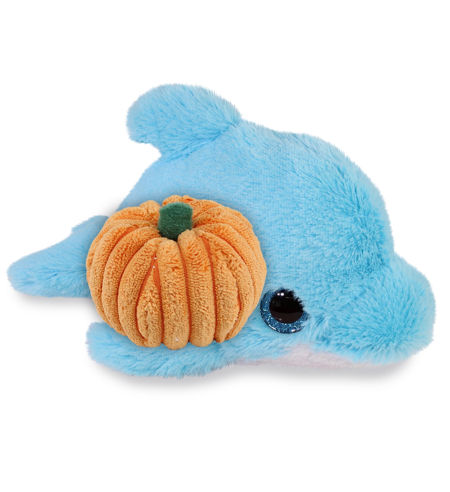 BIG EYE PLUSH - BLUE DOLPHIN WITH PUMPKIN PLUSH