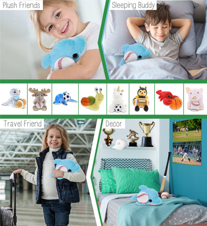 BIG EYE PLUSH - BLUE DOLPHIN WITH BASEBALL PLUSH