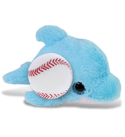 BIG EYE PLUSH - BLUE DOLPHIN WITH BASEBALL PLUSH