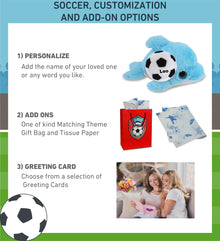 BIG EYE PLUSH - BLUE DOLPHIN WITH SOCCER PLUSH