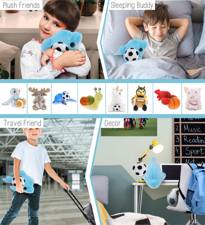 BIG EYE PLUSH - BLUE DOLPHIN WITH SOCCER PLUSH