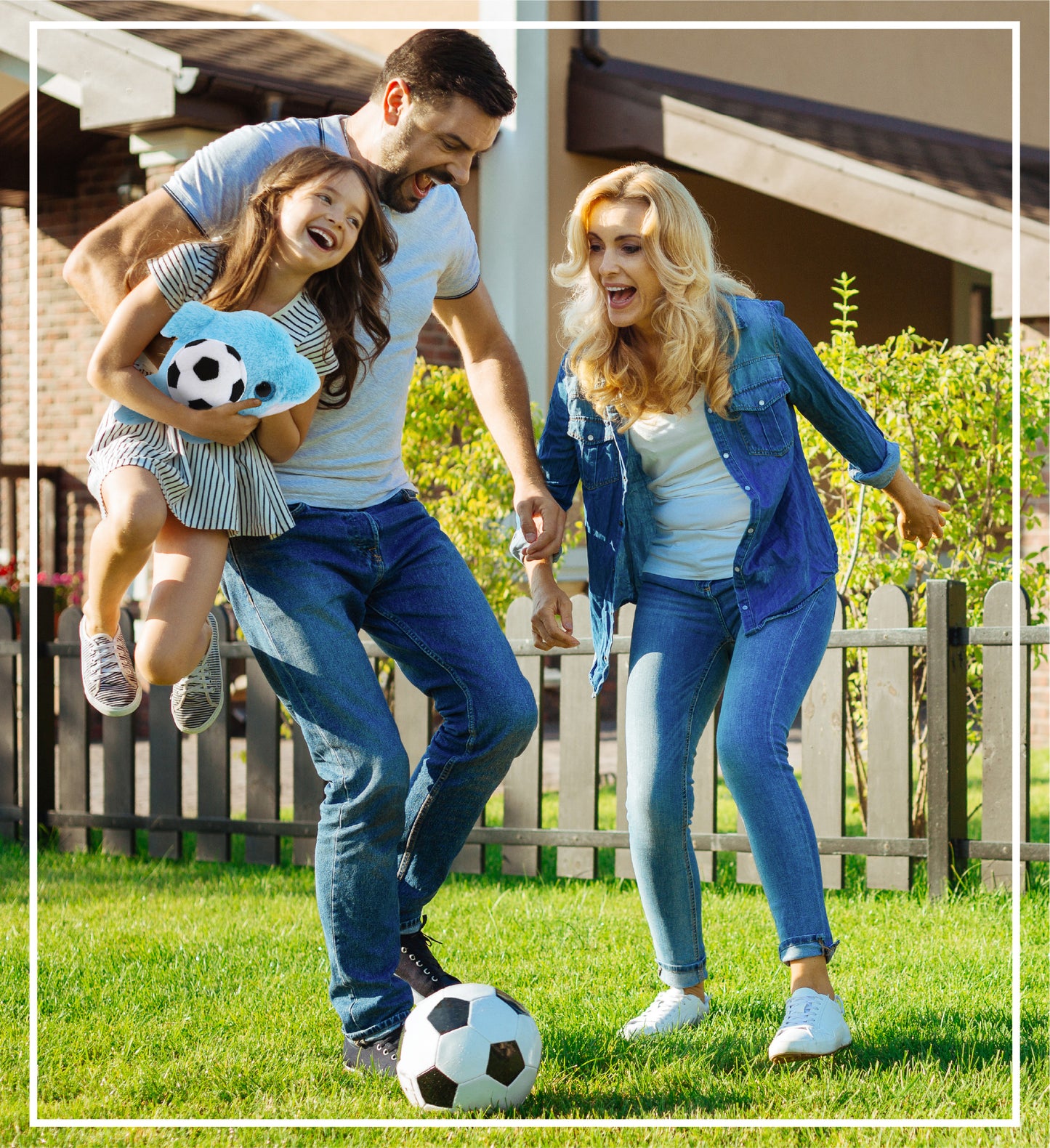 BIG EYE PLUSH - BLUE DOLPHIN WITH SOCCER PLUSH