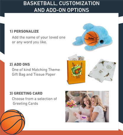 BIG EYE PLUSH - BLUE DOLPHIN WITH BASKETBALL PLUSH