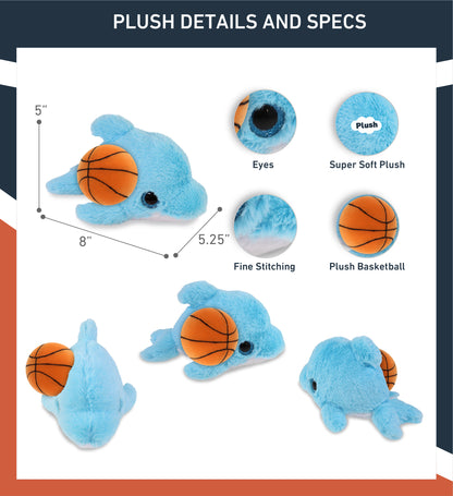 BIG EYE PLUSH - BLUE DOLPHIN WITH BASKETBALL PLUSH