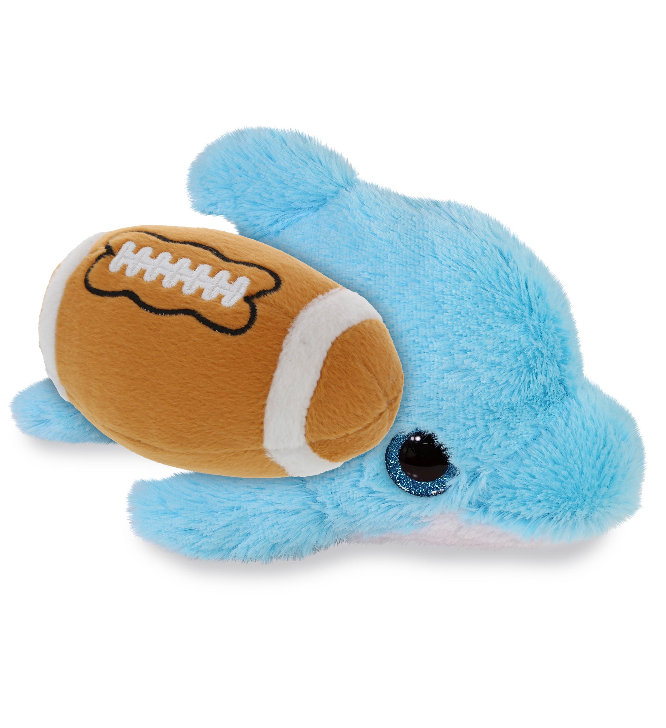 BIG EYE PLUSH - BLUE DOLPHIN WITH FOOTBALL PLUSH