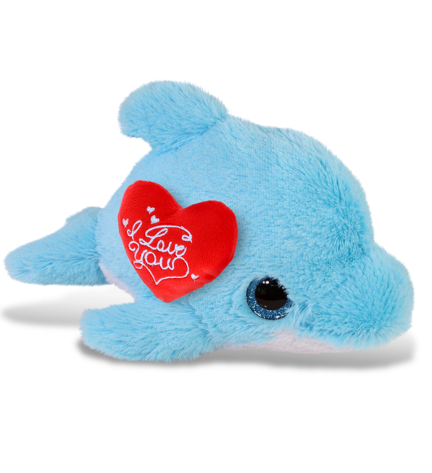 PLUSH I LOVE YOU RED HEART - BIG EYE PLUSH - BLUE DOLPHIN