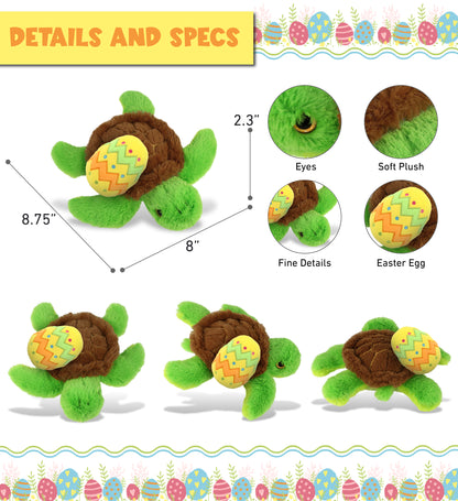 DolliBu Cute Big Eye Sea Turtle with Yellow Easter Egg Plush - 8.75  Inches