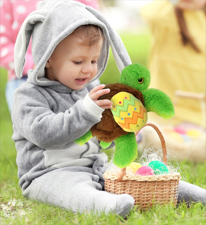 DolliBu Cute Big Eye Sea Turtle with Yellow Easter Egg Plush - 8.75  Inches