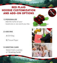 BIG EYE PLUSH - SEA TURTLE WITH RED PLAID HOODIE