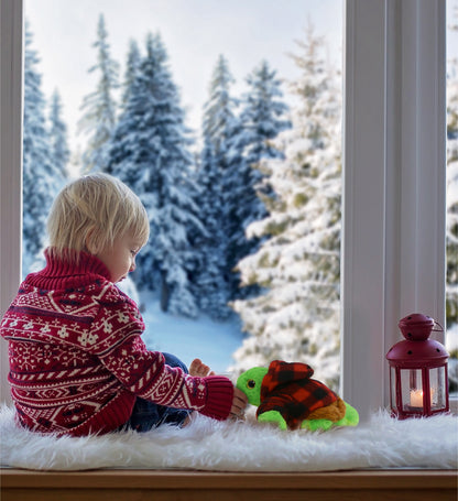 BIG EYE PLUSH - SEA TURTLE WITH RED PLAID HOODIE