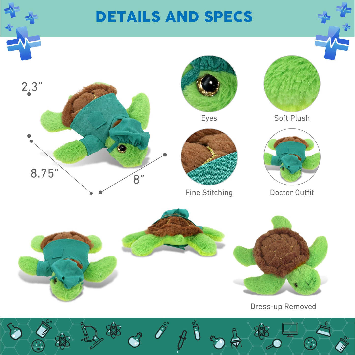 BIG EYE PLUSH - SEA TURTLE WITH DOCTOR DRESS UP