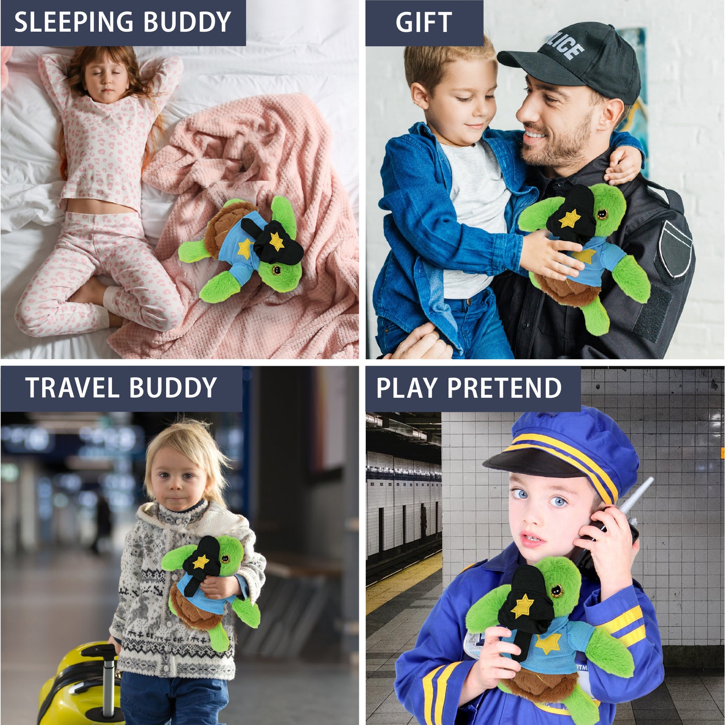 BIG EYE PLUSH - SEA TURTLE WITH POLICE DRESS UP