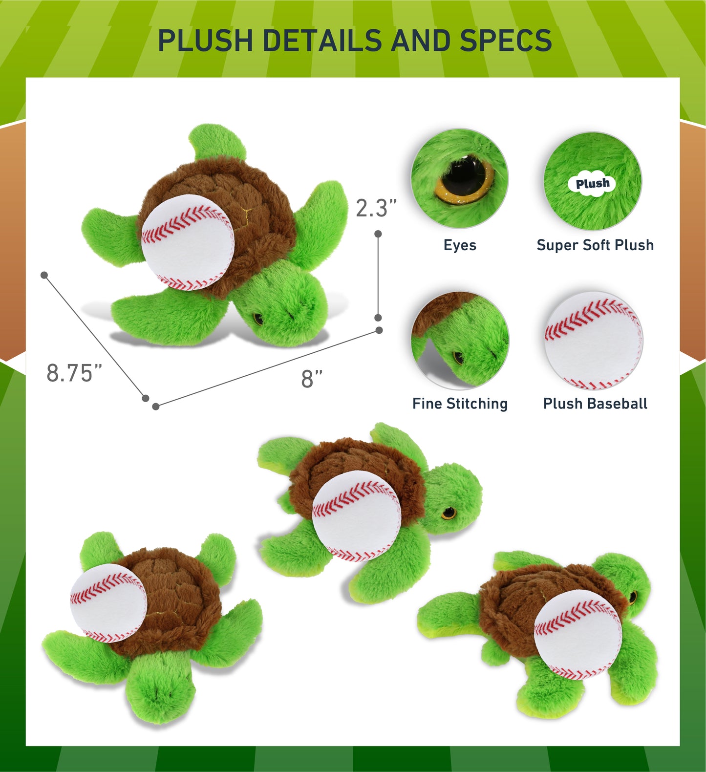 BIG EYE PLUSH - SEA TURTLE WITH BASEBALL PLUSH