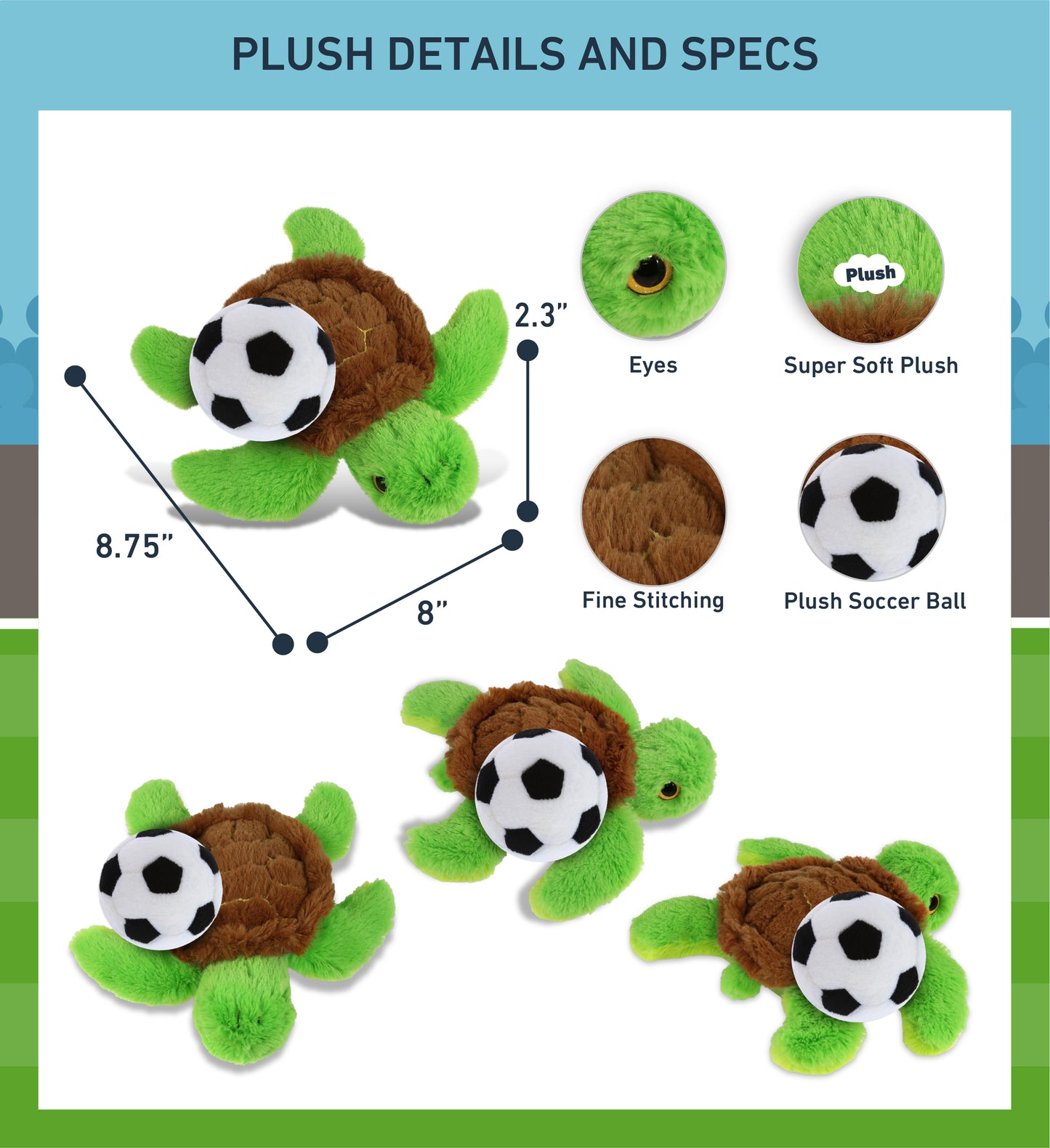 BIG EYE PLUSH - SEA TURTLE WITH SOCCER PLUSH