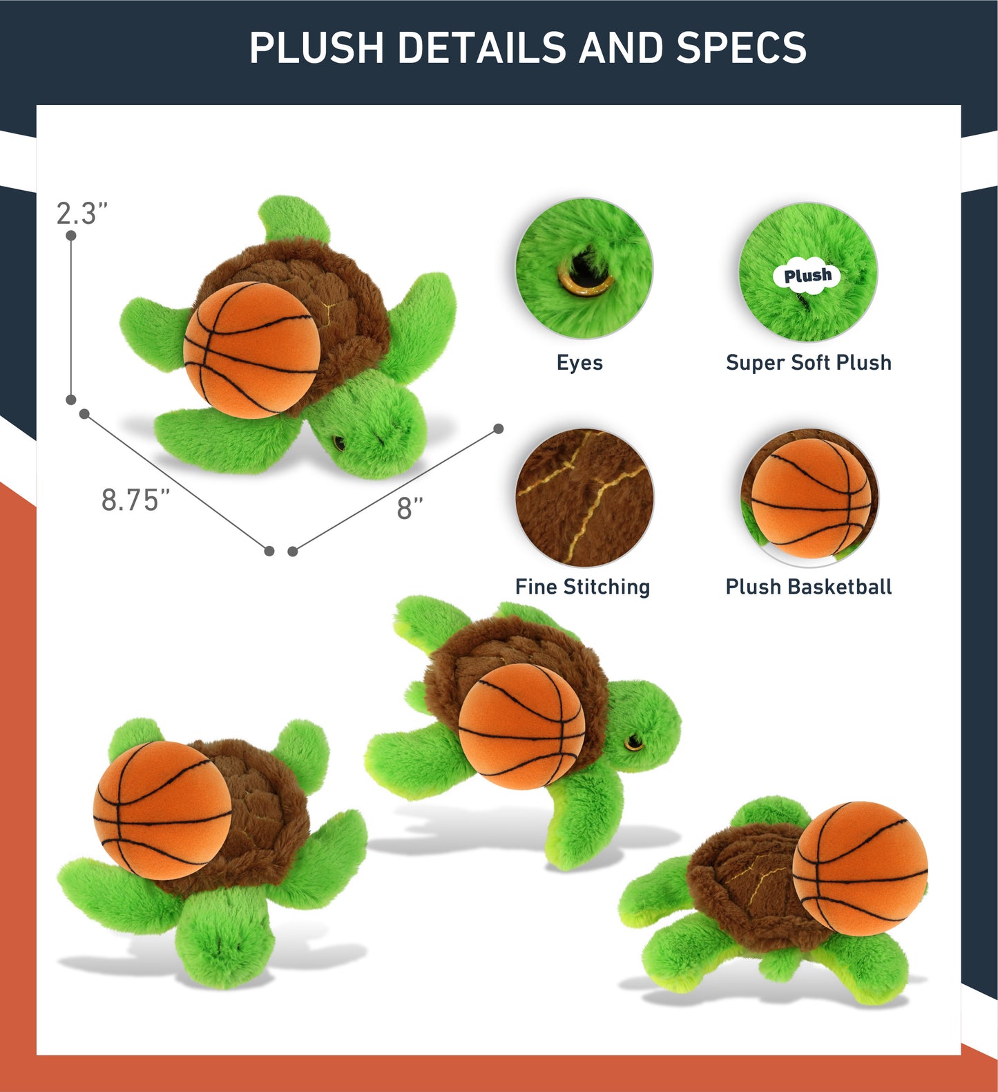 BIG EYE PLUSH - SEA TURTLE WITH BASKETBALL PLUSH