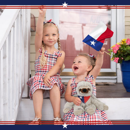 SUPER SOFT PLUSH - SLOTH WITH TEXAS FLAG BANDANA