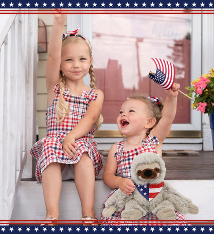 SUPER SOFT PLUSH - SLOTH WITH USA FLAG BANDANA