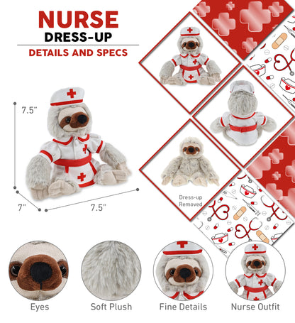 SUPER SOFT PLUSH - SLOTH With NURSE Dress-Up