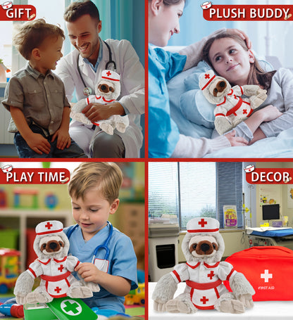 SUPER SOFT PLUSH - SLOTH With NURSE Dress-Up