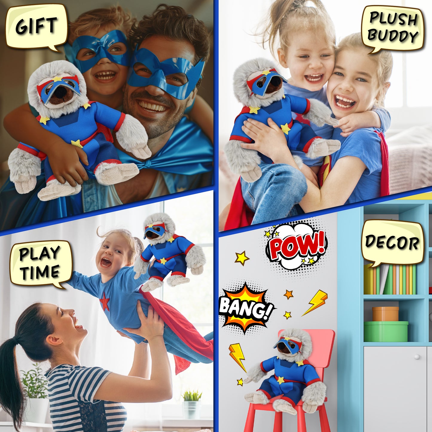 SUPER SOFT PLUSH - SLOTH SUPER HERO