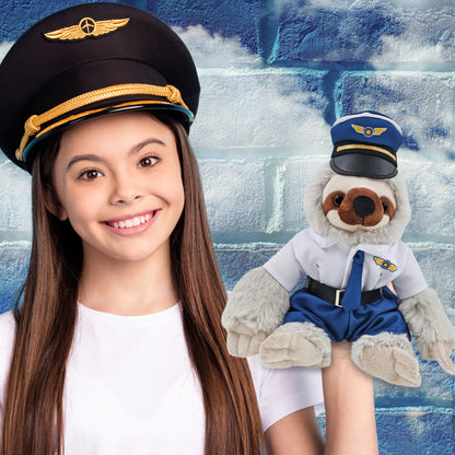 SUPER SOFT PLUSH - SLOTH WITH PILOT DRESS UP