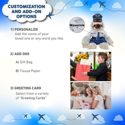 SUPER SOFT PLUSH - SLOTH WITH PILOT DRESS UP