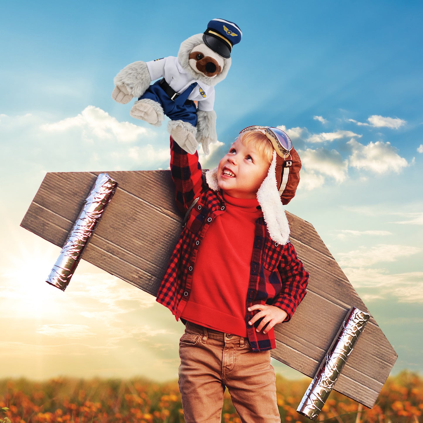 SUPER SOFT PLUSH - SLOTH WITH PILOT DRESS UP