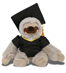 DolliBu Sloth Graduation Plush with Gown and Cap with Tassel Outfit - 7.5 Inch