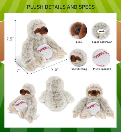 SUPER SOFT PLUSH - SLOTH WITH BASEBALL PLUSH