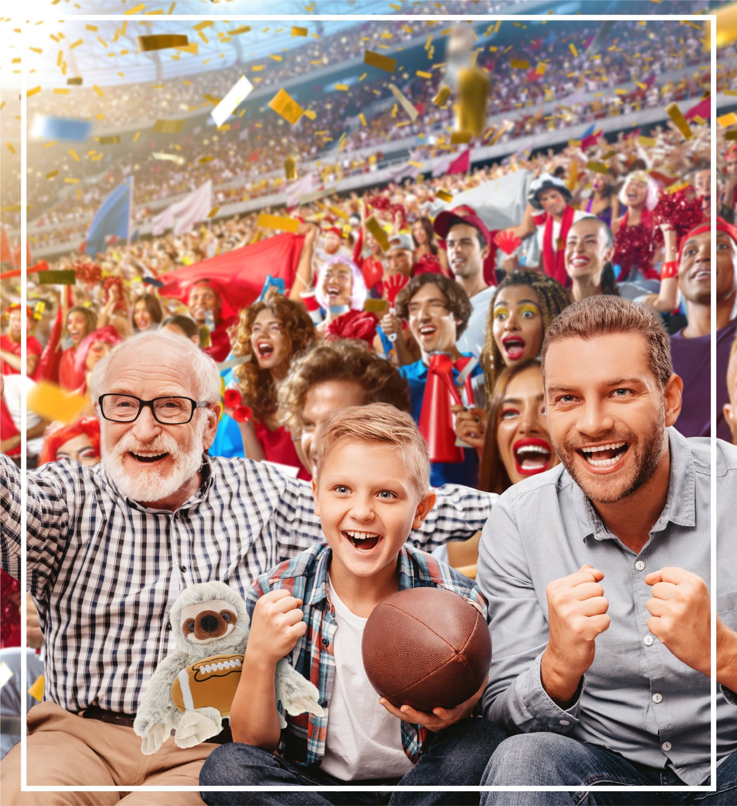 SUPER SOFT PLUSH - SLOTH WITH FOOTBALL PLUSH