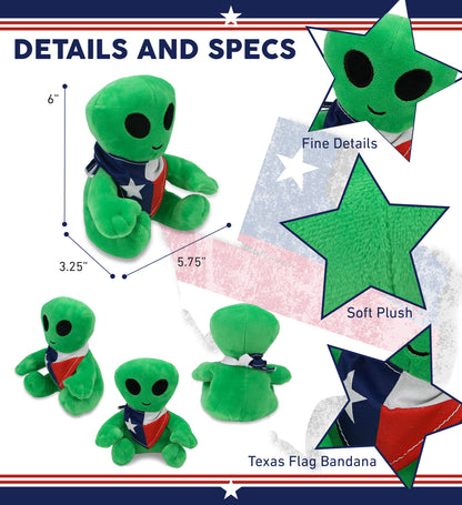 6" PLUSH - ALIEN WITH TEXAS FLAG BANDANA