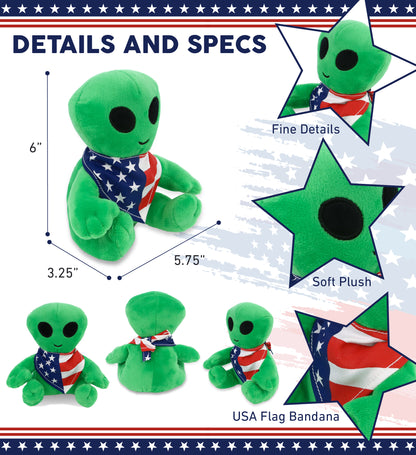 6" PLUSH - ALIEN WITH USA FLAG BANDANA