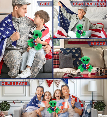 6" PLUSH - ALIEN WITH USA FLAG BANDANA