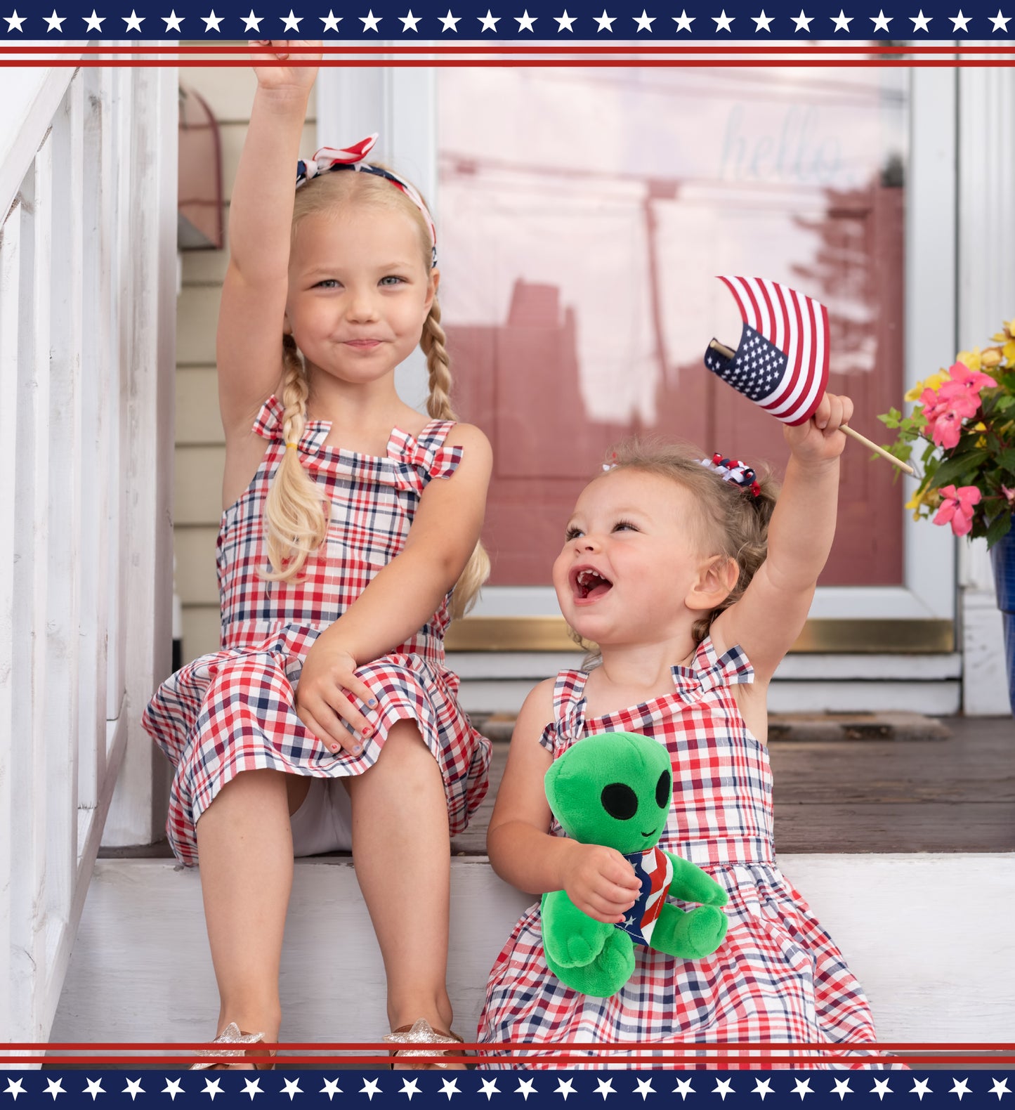6" PLUSH - ALIEN WITH USA FLAG BANDANA