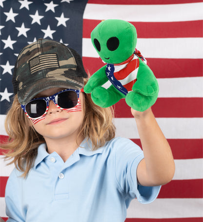 6" PLUSH - ALIEN WITH USA FLAG BANDANA