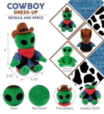 6" PLUSH - ALIEN COWBOY DRESS UP