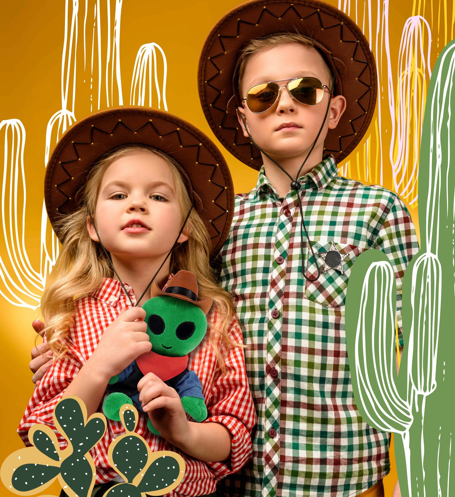 6" PLUSH - ALIEN COWBOY DRESS UP