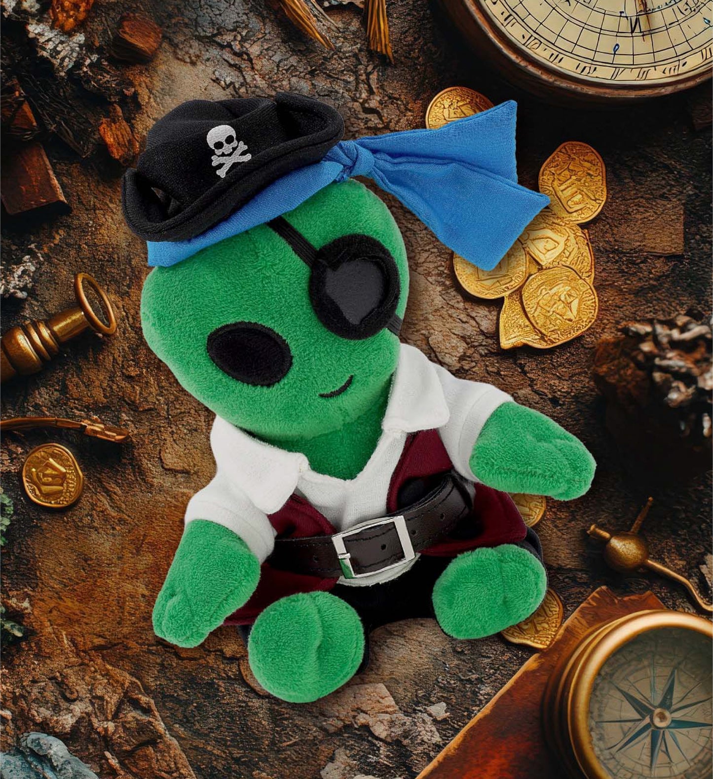 6" PLUSH - ALIEN WITH PIRATE DRESS UP