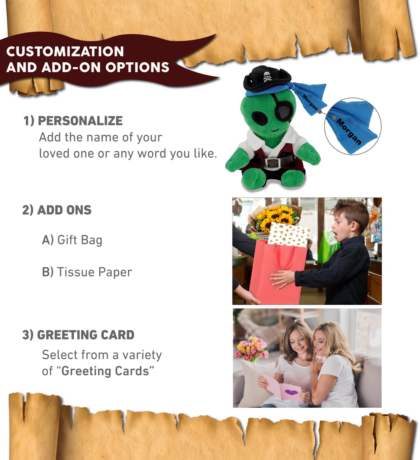 6" PLUSH - ALIEN WITH PIRATE DRESS UP