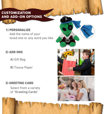 6" PLUSH - ALIEN WITH PIRATE DRESS UP