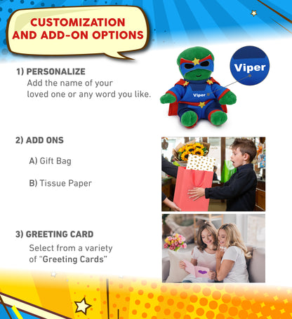 6" PLUSH - ALIEN WITH SUPER HERO DRESS UP