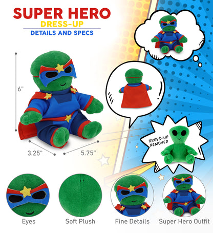 6" PLUSH - ALIEN WITH SUPER HERO DRESS UP