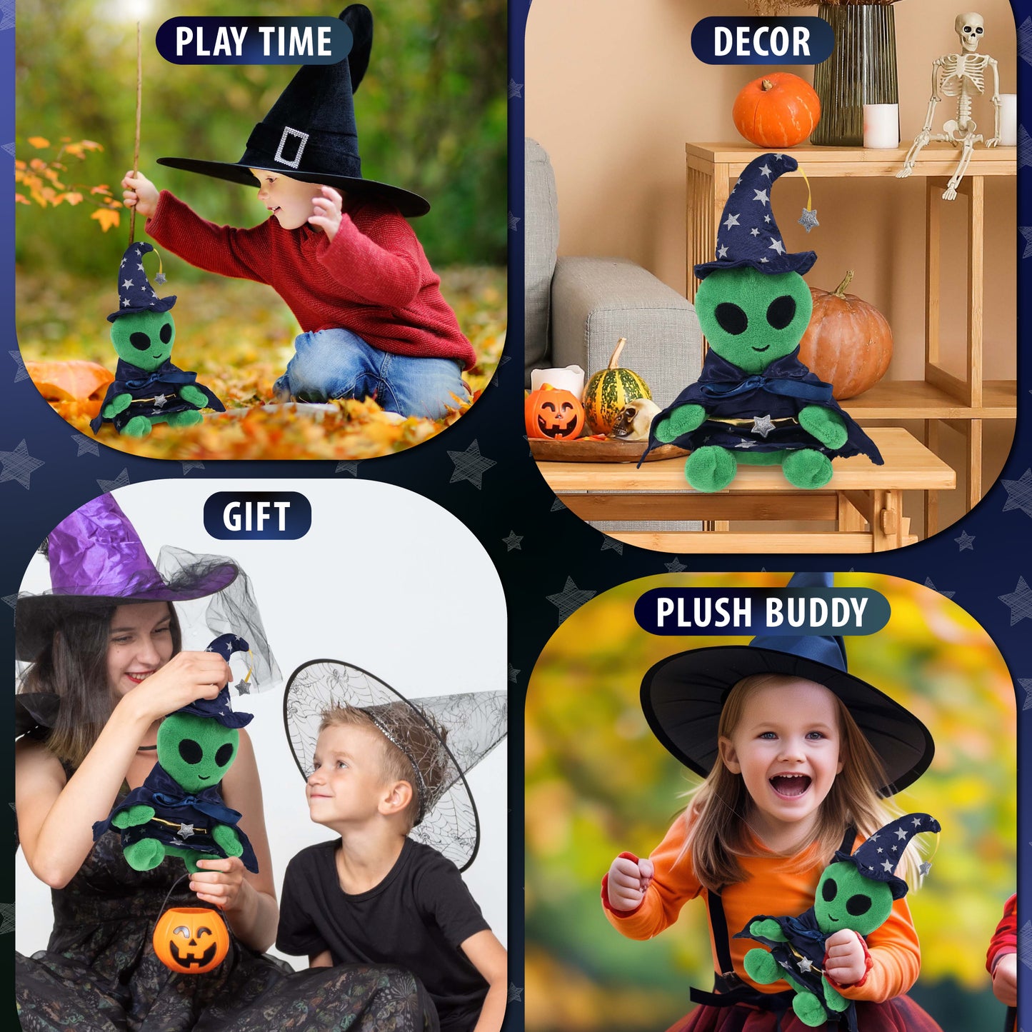 6" PLUSH - ALIEN WITH WIZARD DRESS UP