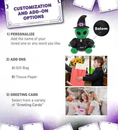 6" PLUSH - ALIEN WITH WITCH DRESS UP