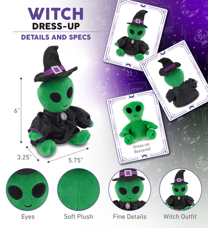 6" PLUSH - ALIEN WITH WITCH DRESS UP