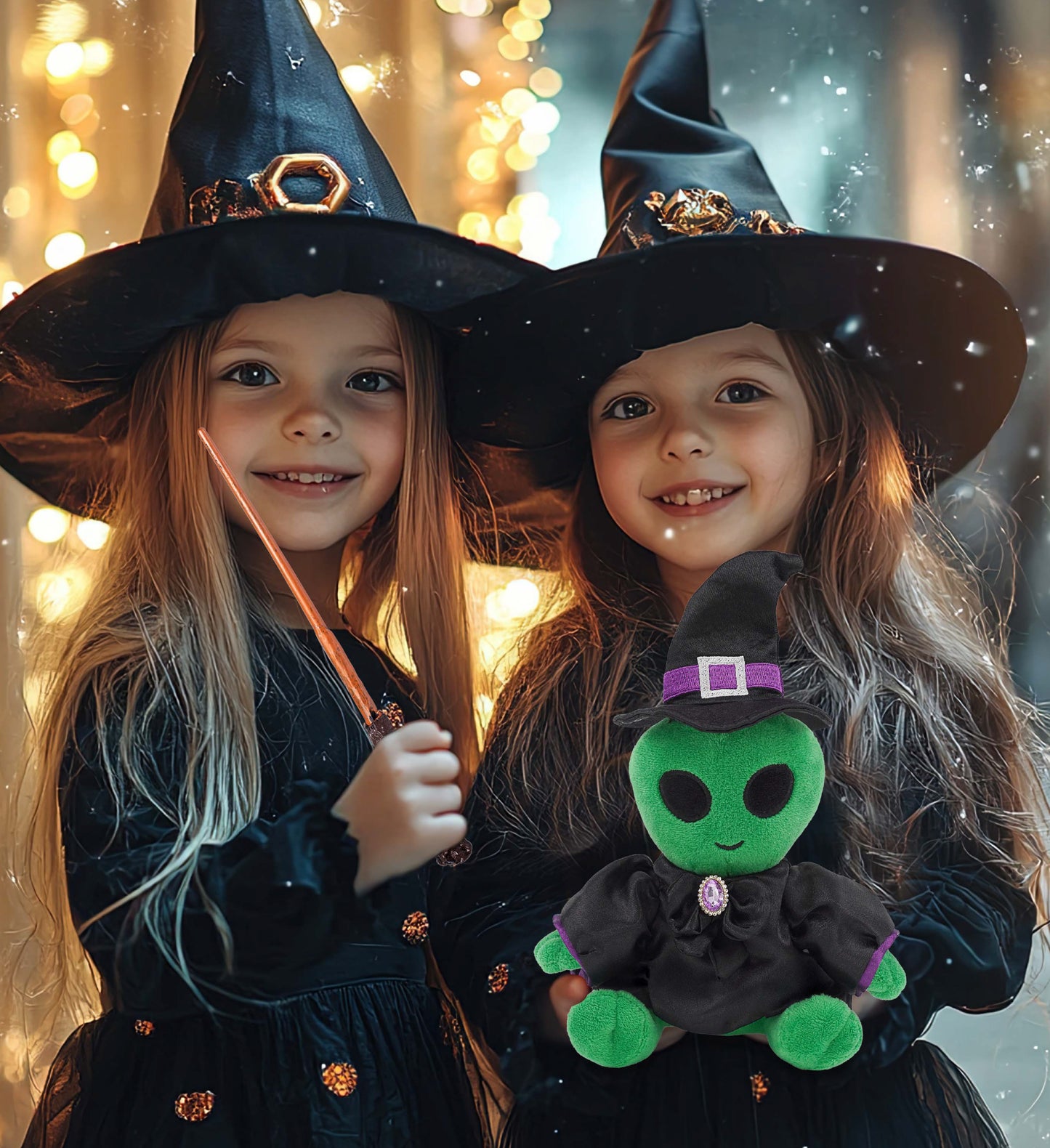 6" PLUSH - ALIEN WITH WITCH DRESS UP